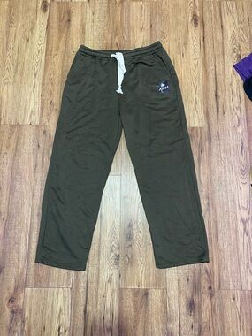 Men's Olive Green Casual Drawstring Joggers with Contrast Tie